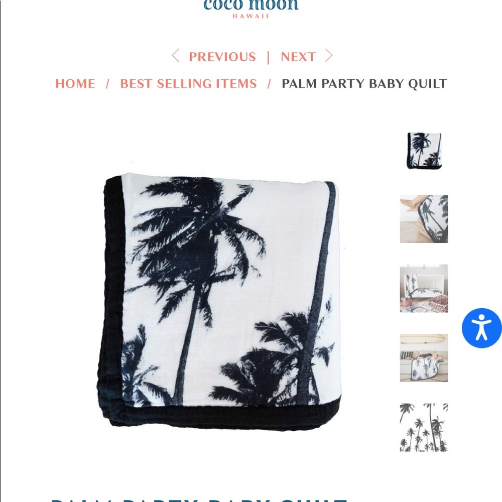 Coco moon palm party baby quilt
